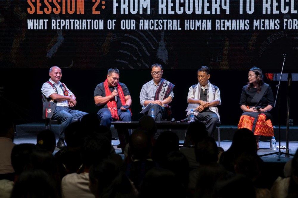 (Left to right) Otova Swu, NT Thamlong Phom, Imtipokyim, Thejao Vihienuo and Rev Dr Ellen Konyak during the September Dialogue 2026 held at The Lighthouse Church, Dimapur on September 5. (Morung Photo)